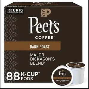 Peet's Coffee Major Dickason's Blend Coffee Keurig K-Cup Pods, Dark Roast, 88/Carton