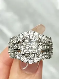 Women's Elegant Square Shaped Ring, Exquisite Trendy Ring, Fashionable Jewelry for Women As Engagement & Wedding Anniversary Gift, Bridal Rings
