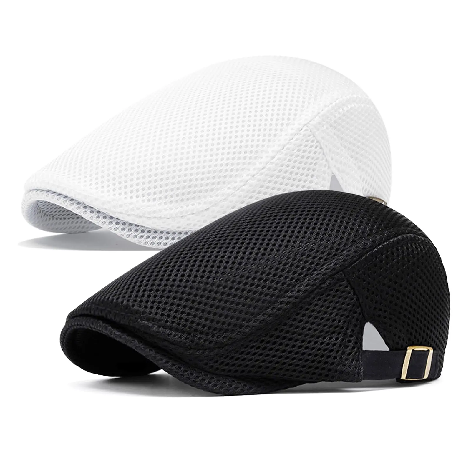 2Pcs/Set Men's Breathable Mesh Outdoor Caps,Adjustable Summer Newsboy/Beret/Hunting/Taxi Driver Hats,Lightweight for Driving,Casual Wear,Christmas Party,Father's Day Gift,Hand Tools Kits