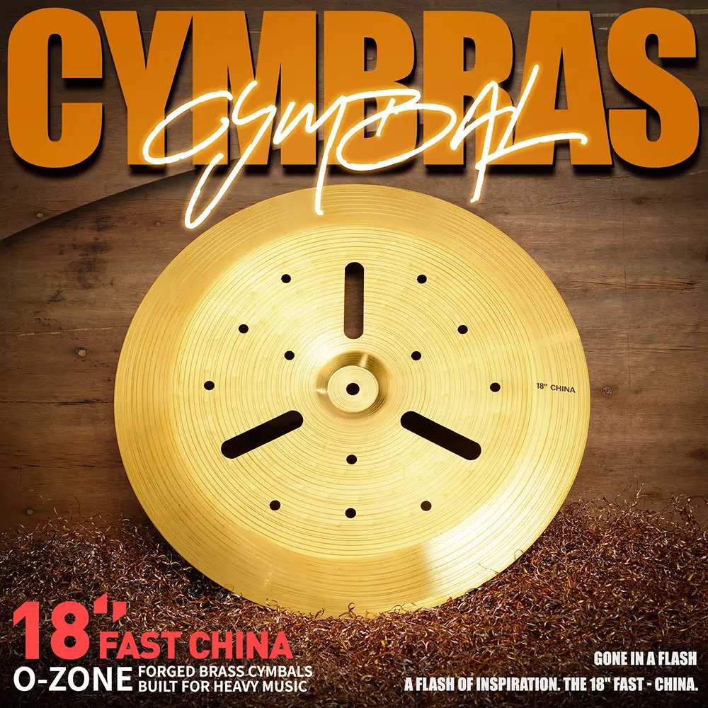 PD 18" Stage Effects Cymbal Black & Golden Tone Strong Projection for Professional Drummers