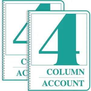 2 Pack Columnar Log Ledger Accounting Notebook for Business Bookkeeping, 100 Pages, 8.5 x 11 Inch, Wire-O 4 Column