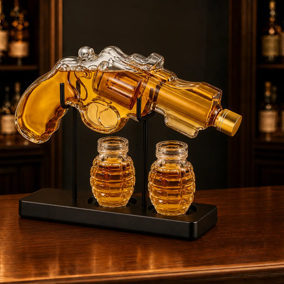 Kollea Military Style Whiskey Decanter Gift Set with Luxury Gift Box&Shot Glass,Bar Party Drink Container & Man Cave Decor,Gifts for Men and Women,Perfect Presents for Retirement,Birthday & Anniversary,Glass Art,No Alcohol Included,HomeDecor,sohochic