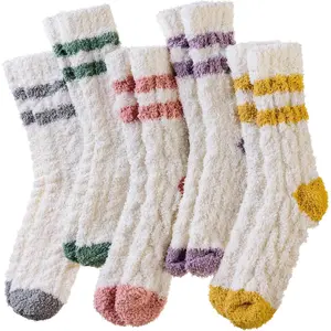 6 Pair Women Fuzzy Socks Soft Cozy Fluffy Slipper Winter Socks Warm Plush Sleeping Christmas Socks