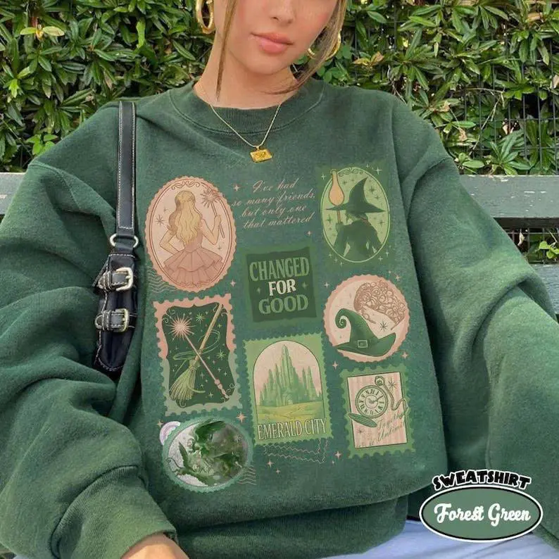 Wicked Changed For Good Stamps Sweatshirt, Defy Gravity Broomstick Magic Wand Sweater, Wizard Movie Inspired Sweatshirt, Wicked Musical Fan Gift Shirt