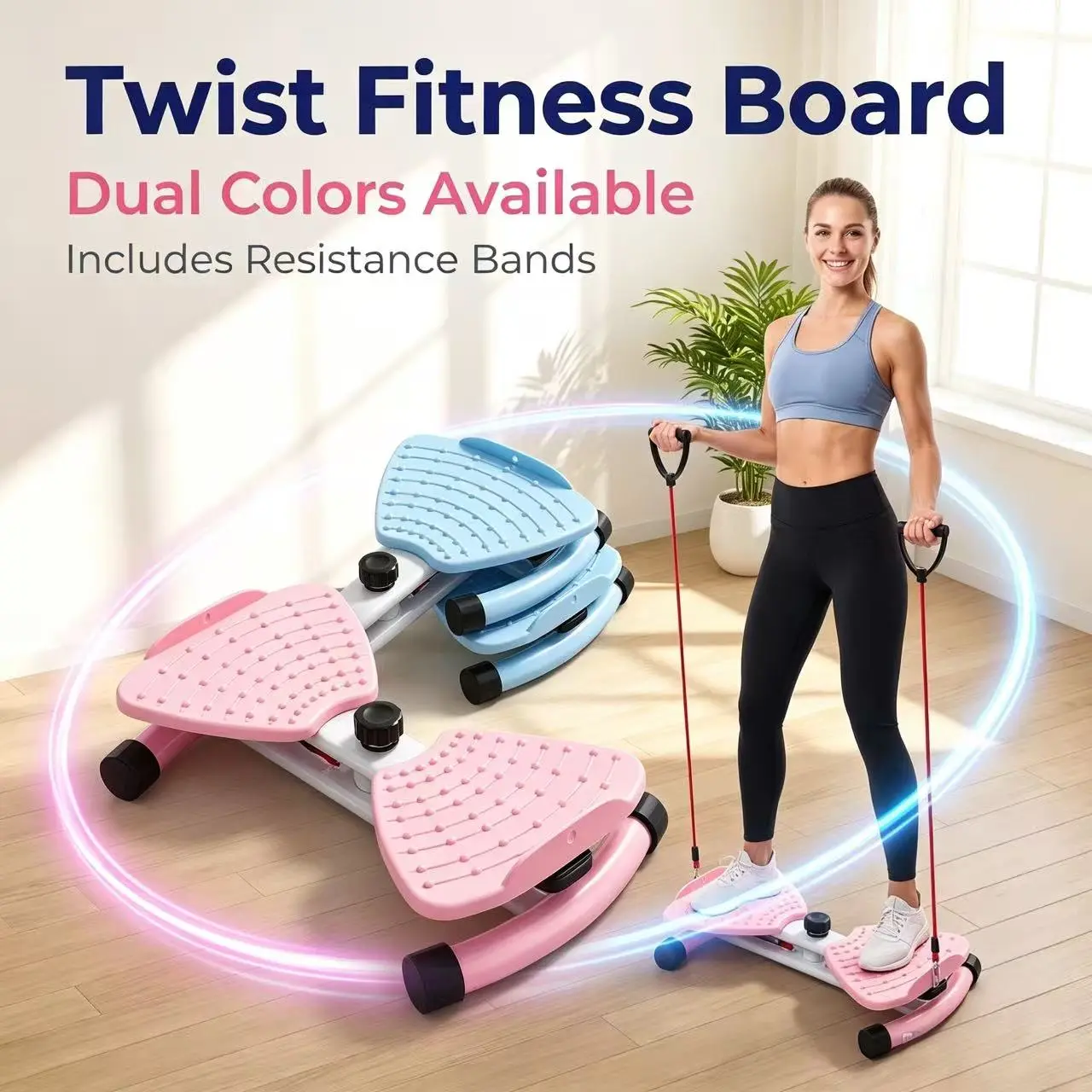 Household Compact Waist Twisting Exercise Trainer - Non-Slip Massage Pedals, Heavy-Duty Split Twist Structure, 330LBS Weight Capacity, Ideal for Busy Moms for Home Full-Body Fat Loss Training