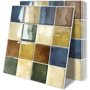 Thick Kitchen Peel and Stick Backsplash Tiles Square Self Adhesive Wall Tile Colorful (10-Sheet,12"x12")