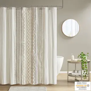 REGENCY HEIGHTS Imani Tufted Chenille Cotton Shower Curtains Machine Washable, Modern Home Bathroom Décor Bathtub Privacy Screen, 72" X 72"