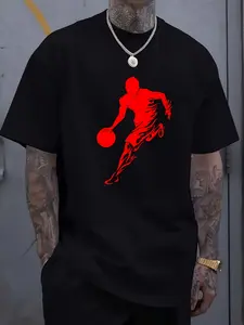Cotton Men'S Big & Tall Basketball Graphic T-Shirt