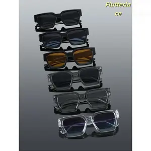 6-Pack Street Style Sunglasses for Men – Rectangular Thick Frames, Classic Simple Design, Trendy Eyewear Set, Lightweight & Comfortable, Ideal for Outdoor Casual, Street Photography, Travel & Festivals