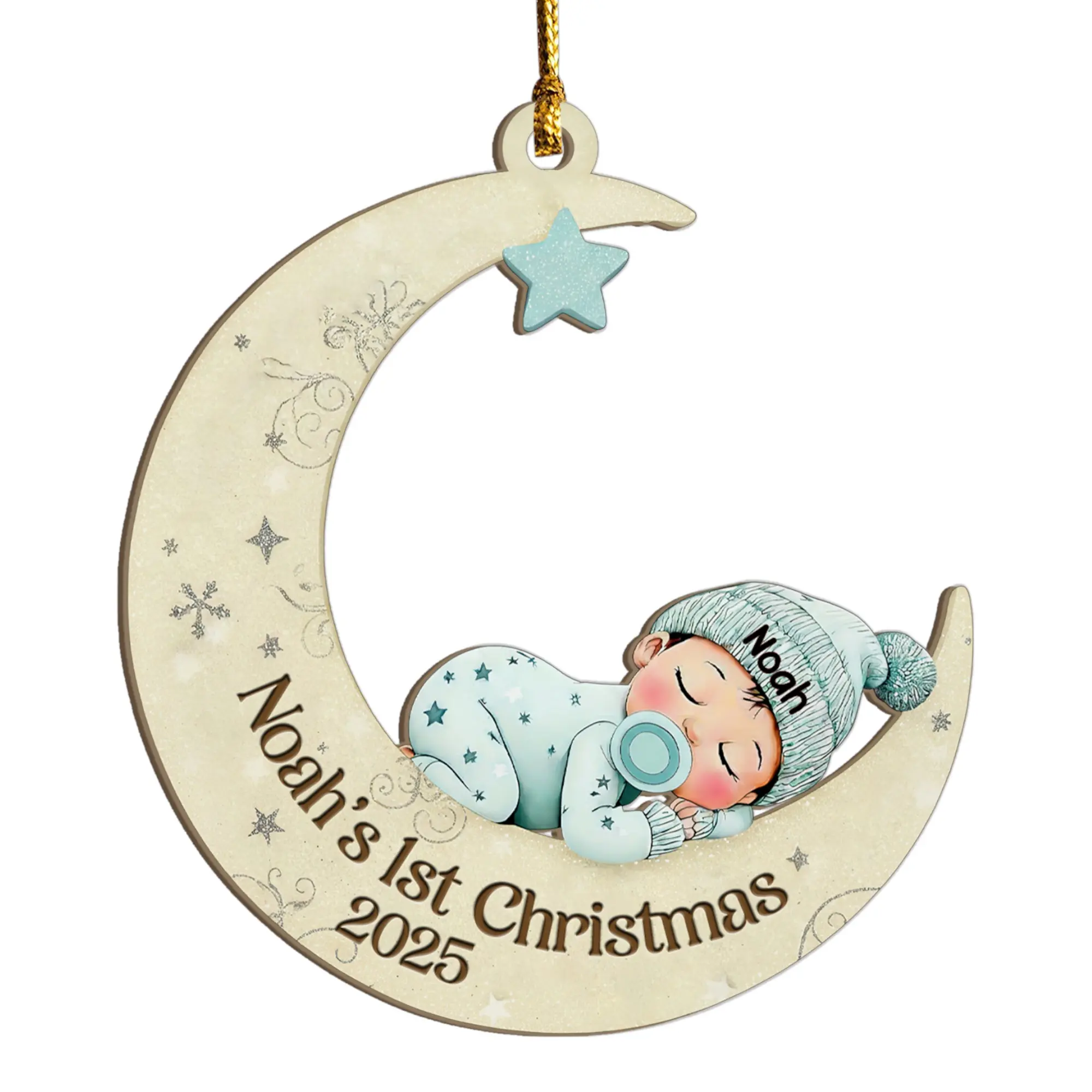 Baby’s First Christmas Ornament 2025 – Personalized Baby Gift | Custom Newborn Ornament | Baby Girl & Boy First Christmas Keepsake Bauble