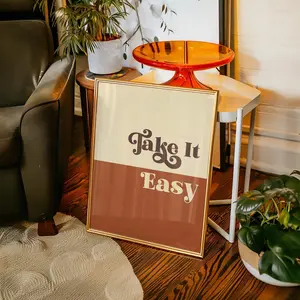 Take It Easy Print, Wall Art, 70's wall art,70's decor,70's art,retro print,retro decor,retro hippie art,70s home decor, UNFRAMED, Unique Vintage Style Artwork for Bedroom