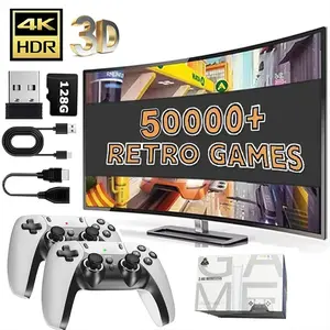 128G M15 4K TV Game Stick - Wireless Controllers for 2 Players |   Plug & Play 40000+ Retro Arcade Games in HD |   Classic Gaming Console for Family Fun