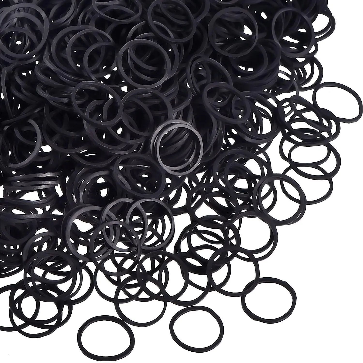 Elastic Hair Ties, 1000 Mini Black 1.5 cm Soft Rubber Bands for Hair Braids, Braids Hairstyles, Hair Braiding