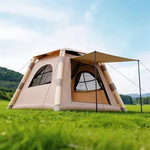 4-Pillar   for 3-4 People, Easy-to-Setup Inflatable , Luxury  Outdoor Air , Waterproof Inflatable House  for Adults Breathable Camping Portable  All-Weather Panoramic Bubble enclosed canopy Pop-Up with Room Large Cot Folding Mattress   Weatherproof Tent