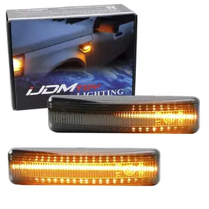 iJDMTOY Smoked Lens Amber Sequential Blink LED Fender Side Marker Light Kit For 2006-13 Range Rover Sport, 2008-09 LR2 Freelander, 2005-15 LR3 LR4 Discovery