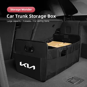 Foldable Car Trunk Leather Storage Box Waterproof Portable Auto Organizer Bag, Car Organizers, Tool Accessories For KIA K9 Sportage Niro K5 Carnival EV6 EV9 K8 Stinger Forte Ceed Cerato Sorento RIO Picanto Soul Cadenza