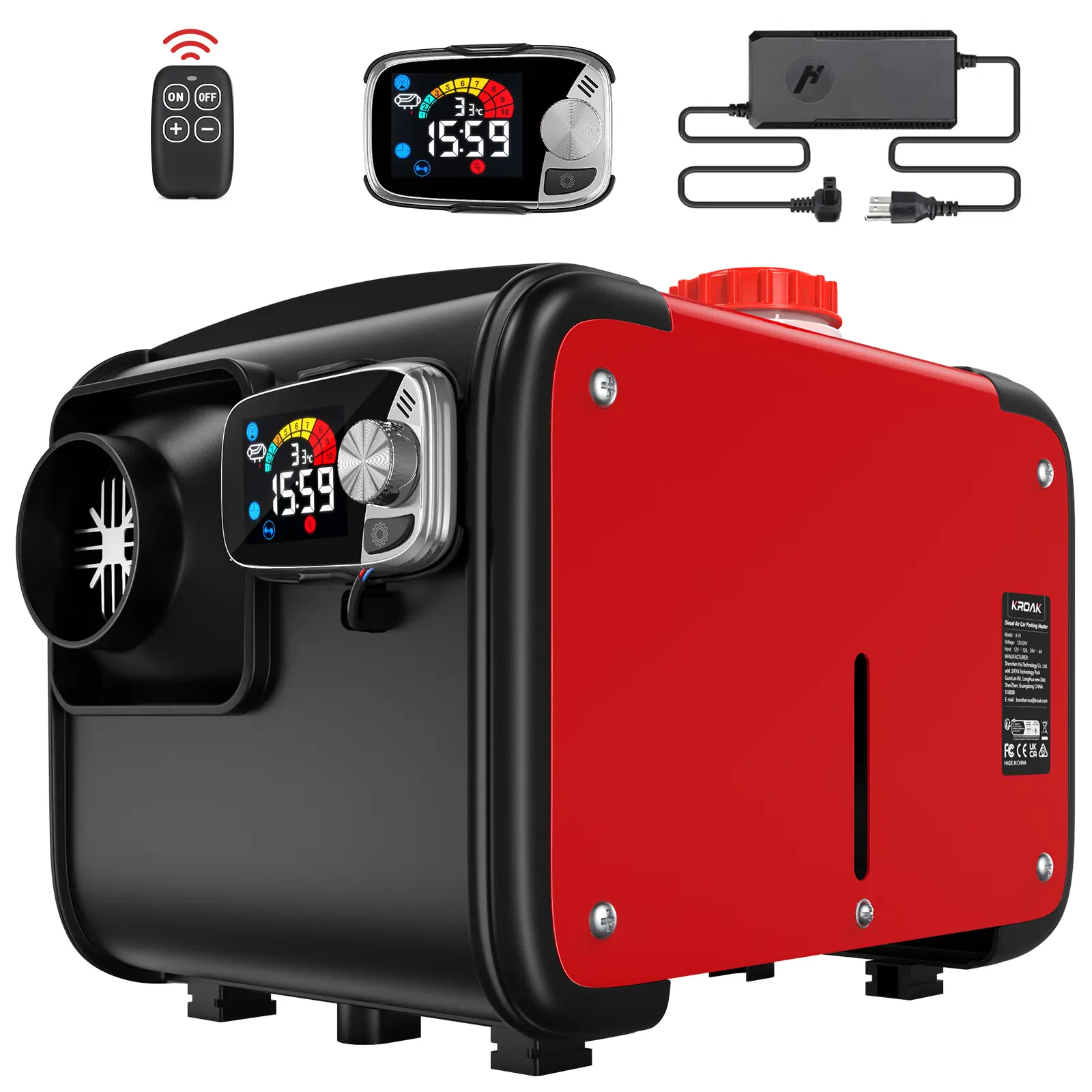 Diesel Heater 12V/24V/110V 8KW Protable Toolbox Diesel Parking Heater with Remote Control and Charger LCD Screen Suitable for Home Shop Garage RV Trailer Boat Camper Black