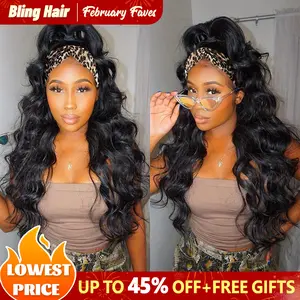 Bling Hair Headband Wig Body Wave Human Hair Wigs Glueless Brazilian Remy Human Hair 150% Density Full Machine Made Easy to Wear TikTokShopBlackFriday
