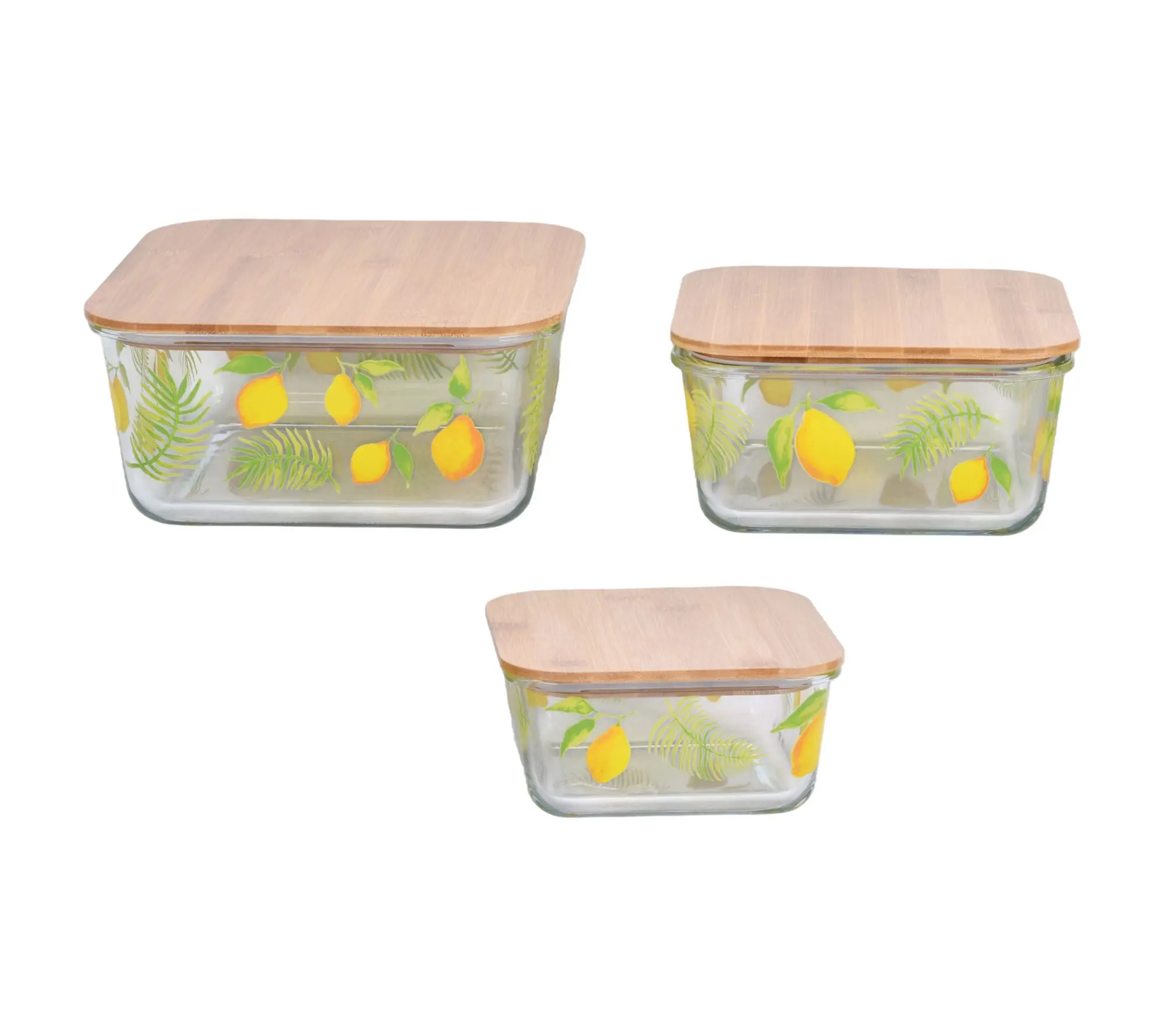 Temp-tations 3-Pc Glass Storage Set with Wood Lids