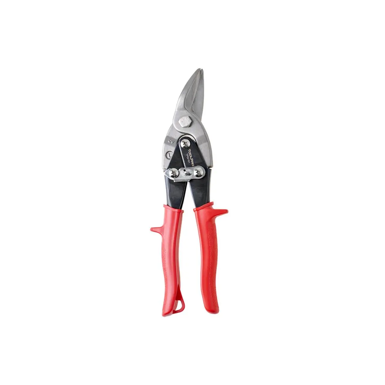 TOOLPRO Heavy Duty Aviation Snips - Left Cut, Red Grips, Forged Steel, Quick Release, ANSI Standard Hardware Cutting Hand Tool for Sheet Metal