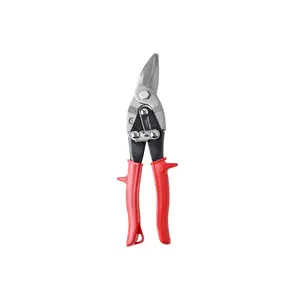 TOOLPRO Heavy Duty Aviation Snips - Left Cut, Red Grips, Forged Steel, Quick Release, ANSI Standard Hand Tools Metal Cutter Scissors for Sheet Metal