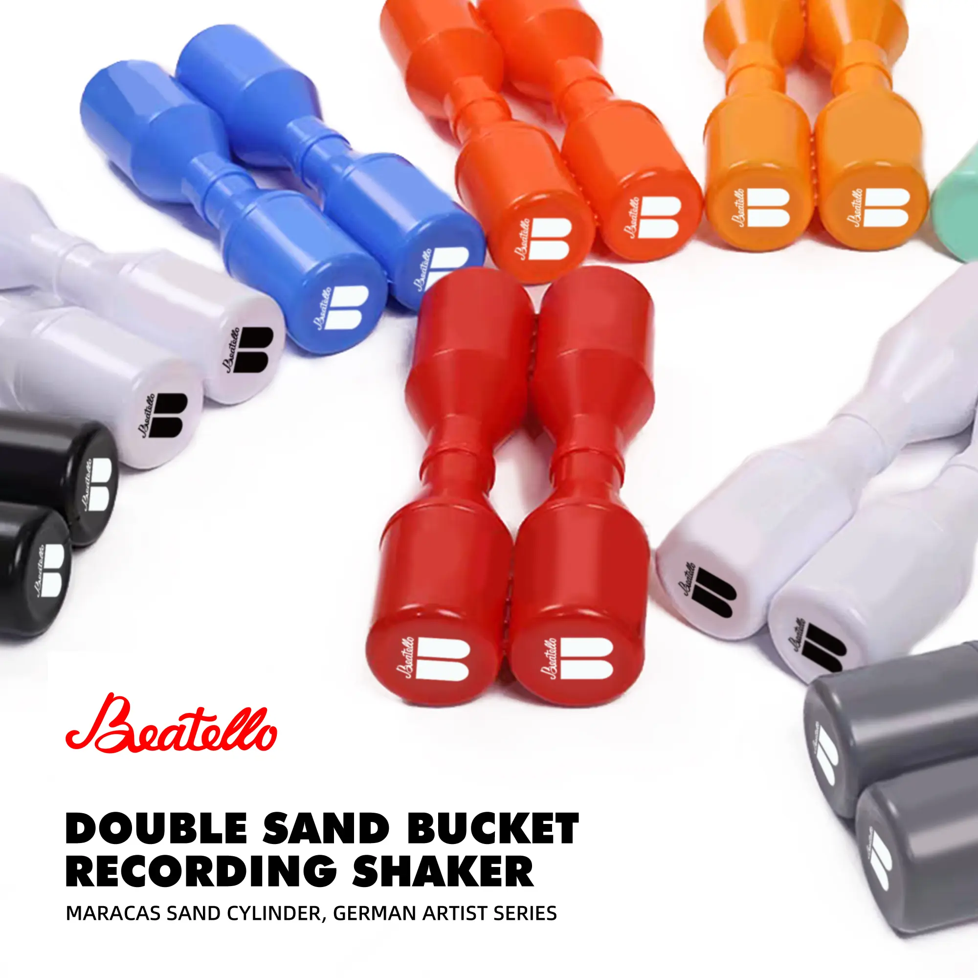 Bearello - Double Row Maracas: These maracas are filled with fine iron sand, producing a unique and delicate "shushing" sound when shaken, adding just the right background effect to your drum beats.  Dimensions: 6.7 × 5.5 inches.
