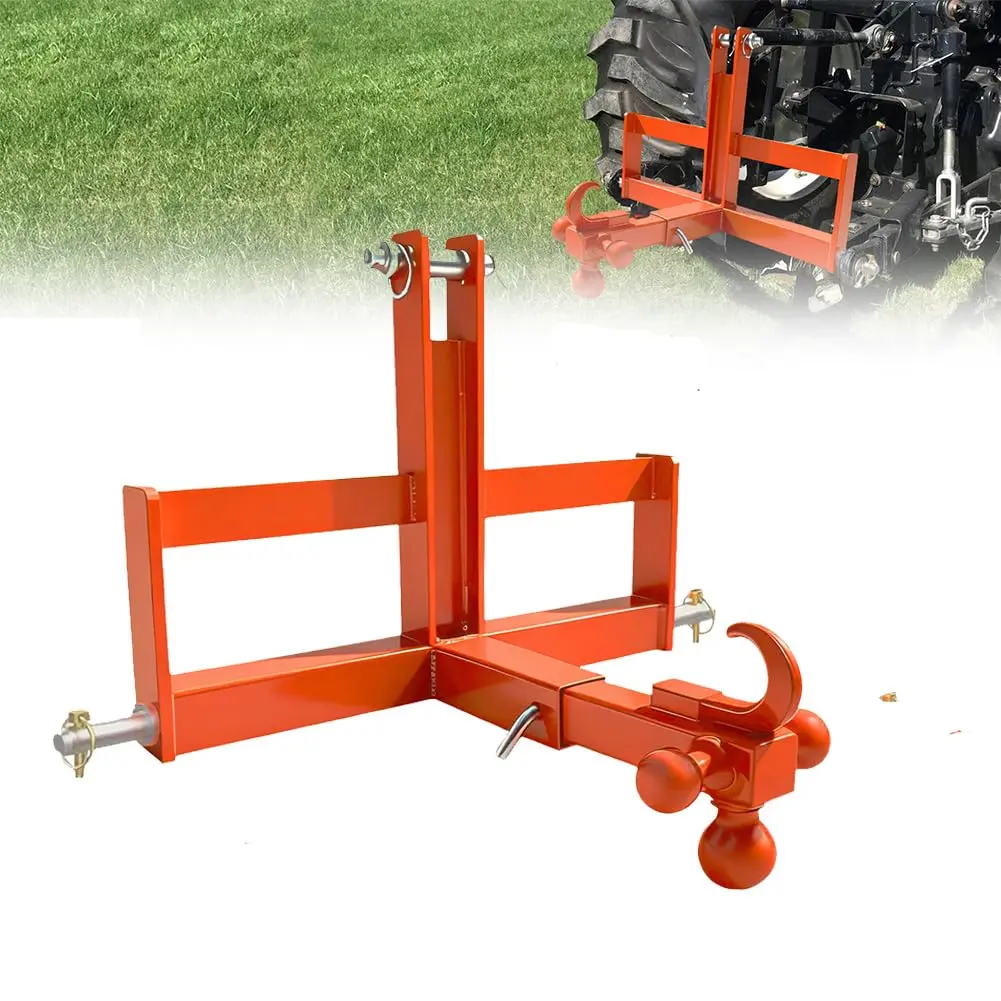 Garvee 3 Point Trailer Hitch for Tractor with 2" Receiver and Ball, Suitcase Weight Brackets - Category 1 Quick Hitch Drawbar Adapter, 10000 Lbs Capacity