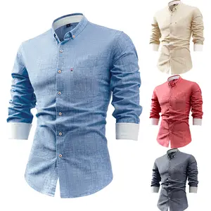 Men's 100% Natural Cotton Linen Shirt - Eco-Friendly, Breathable & Wrinkle-Resistant, Button-Up Casual Wear