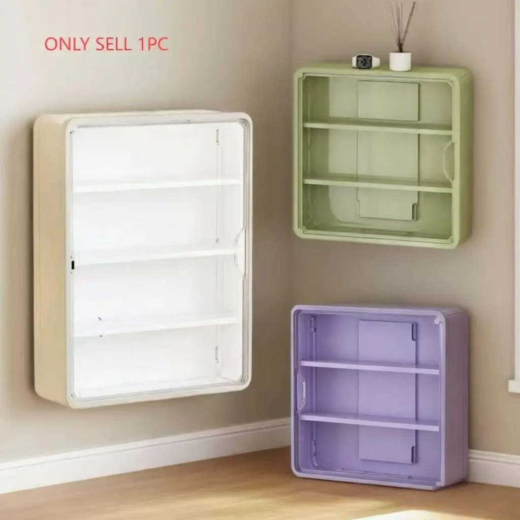 Large Wall-Mounted Display Rack, 3-Tier Acrylic Storage Box, Transparent Compartments, Space-Saving Organizer for Dolls, Cosmetics, Daily Items, Festive Gift, Festival, Cosmetic Holder