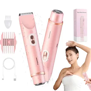 Women's Electric Shaver Trimmer, Dual Head Bikini Hair Remover, Ipx7 Waterproof Wet Dry Use, Design, Perfect for Underarms & Legs