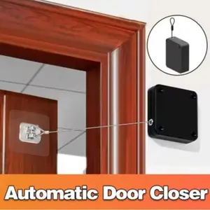 Automatic Sensor Door Closer Punch-Free Adjustable Wire Rope Surface Mounting Auto Bracket Closer for Home & Office Safety & Convenience