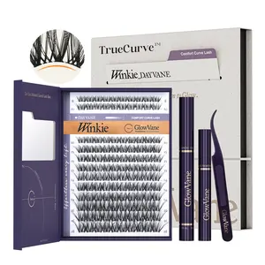 GlowVane TrueCurve DIY Lash Kit | 0.03mm Curved Lash Clusters Soft Lightweight 8-18mm DIY Lash Extensions for Beginners Seamless Eye Fit Zero Strain #DealsForYouDays (FS3)