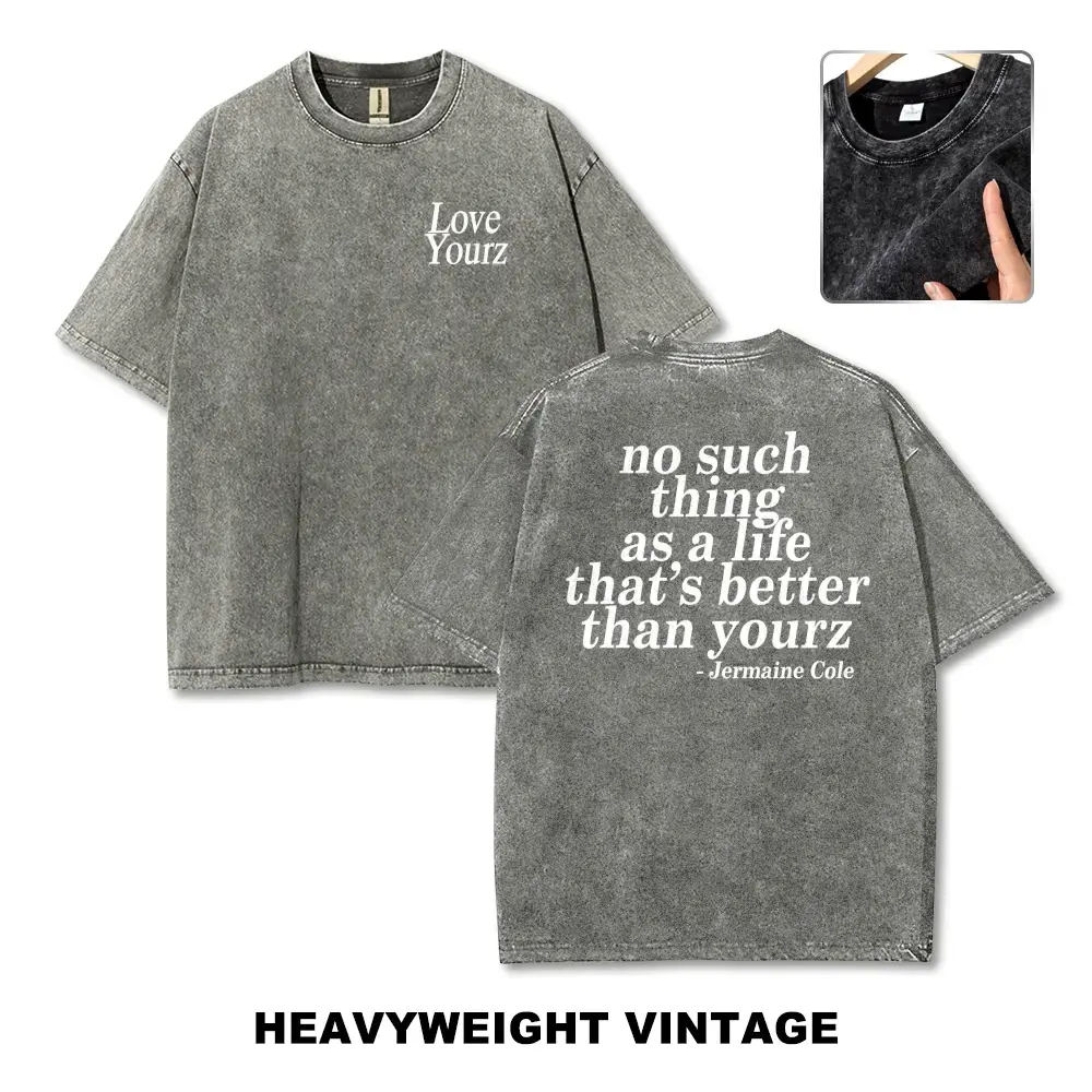 Vintage Washed Oversized Short Sleeve T-Shirt, Heavyweight Cotton J. Cole 'Love Yourz' Double-Sided Graphic Top, Unisex Loose Fit Hip Hop Streetwear, Tshirt, Shortsleeve, Clothes, Round Neck, Oversized Graphic Tee, Soft, Print, Relaxed, Stylish, Casual