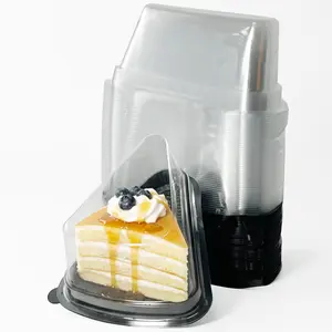 50 Pcs Clear Plastic Cake Slice Containers | Disposable Cheesecake Boxes with Lids | Single Slice Dessert Containers for Cheesecake, Pie, Tres Leches, Flan