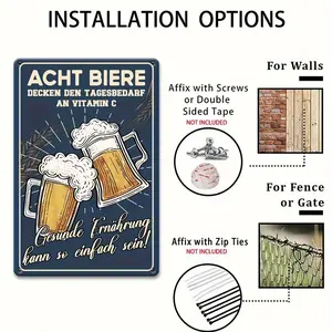 Vintage Farmhouse 8x12 In Metal Beer Pub Aluminum Tin Sign - Lightweight Home Bar Clubs Decoration Plaque, Collectible Artwork Gift for Restaurant Dining Room