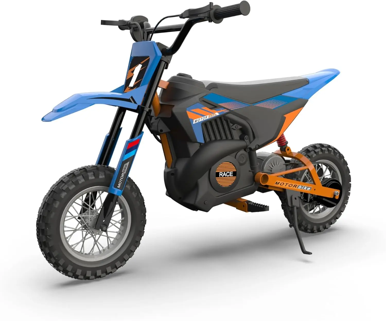 Gaomon Blue 24V Kids' Off-Road Ride-On Dirt Bike, 250W Brushed Chain-Driven Motor, Leather Seat, Disc Brake, Air-Filled Tires, 13.6 MPH Max Speed, Rechargeable Battery-Powered Motocross Toy (Ideal Kid Gift), Dirt Bike Gift Kid