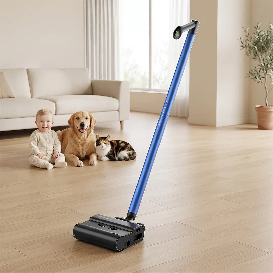 DIISEA D7 Compact Upright Cordless Floor Washer, Water-Dust Circulation, 55dB Quiet Wet-Dry Cleaning, US Plug, Baby-Safe, Self-Cleaning Electric Mop