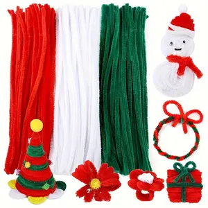 300-piece set of thickened pipe cleaners, red, white, and green - suitable for Christmas, Halloween, Valentine's Day crafts, wreaths, garlands, snowmen, and tree decorations - DIY party supplies
