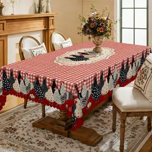 【SummerVibes】EIKIONE Farmhouse Style Table Cover Machine Washable Polyester Tablecloth for Family Parties Easy Care Reusable Indoor Outdoor Wrinkle Free Great for Parties Catering Events and Farmhouse Themed Seasonal Displays