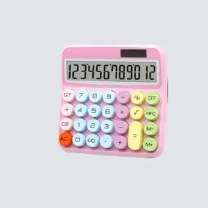Pink Calculator, Standard Calculator 12 Digit with Large LCD Display and Big Buttons,Pink Office Accessories for Women Desk,Cute Calculator for Office,School, Home,Business(Colorful Pink)