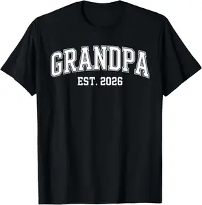 Promoted To Grandpa Est. 2026 Grandpa Est 2026 T-Shirt Pure Cotton Graphic Tees Menswear Top: Gifts for Men & Women Sleeves Short