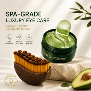 ZOZU Avocado Essence eye patches + Lymphatic Contour Brush Set, Luxury Spa Under Eye Treatment for Dark Circles, Fine Lines, Puffiness & Facial Sculpting Hydrating Eye Care Eye Brightener, under eye elixir, miss beautiful eyes masks