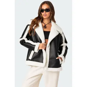 Rocki Oversized Faux Leather Shearling Jacket Rocki Oversized Faux Leather Shearling Jacket