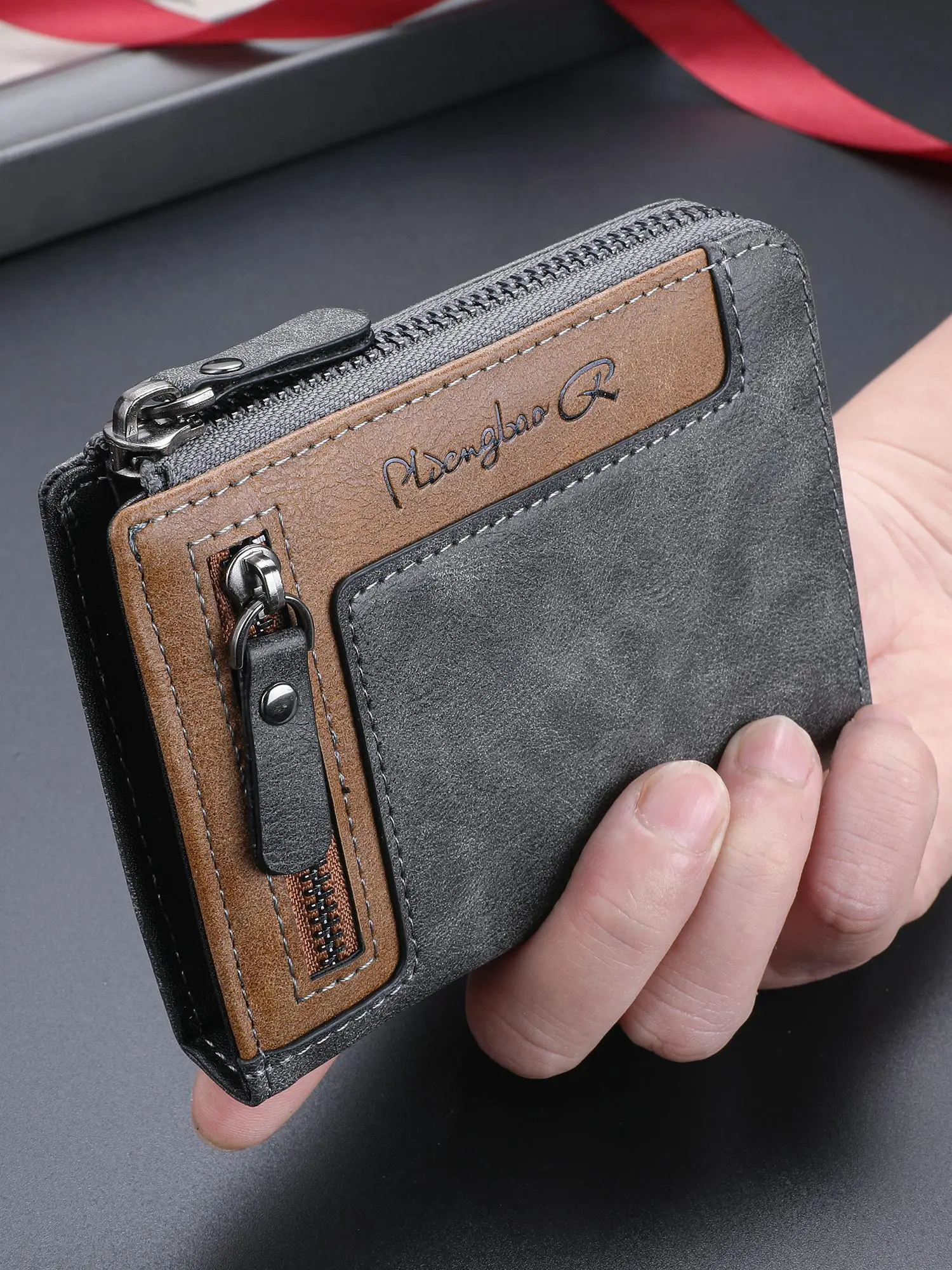 Men's Vintage Multi-Card Slot Zipper Wallet Design, Casual Multifunctional Wallet for Men, Retro-Style Wallet for Daily Use