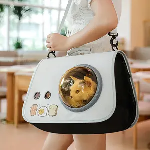 Pet Space Capsule Carrier Backpack, Tinted Light-Blocking, Cartoon Print Oxford Fabric, Lightweight Foldable, Breathable Ventilation, Zipper Closure, Portable for Small to Medium Dogs & Cats Outdoor Adventures