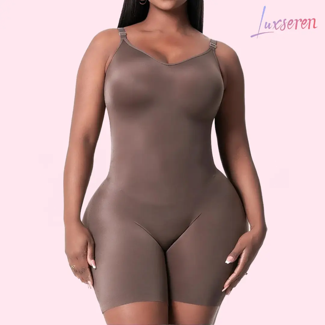 LUXSEREN Women's Nylon Seamless Strappy High Waist Plain Wireless Shapewear - Buckle-Free, Tapeless, Fitted, Body-Hugging, Hip-Lifting, Tummy-Slimming, Secure-Fit Minimalist Basic Underwear for Smooth Silhouette, All-Day Support, Body Slimming, Normal Typ