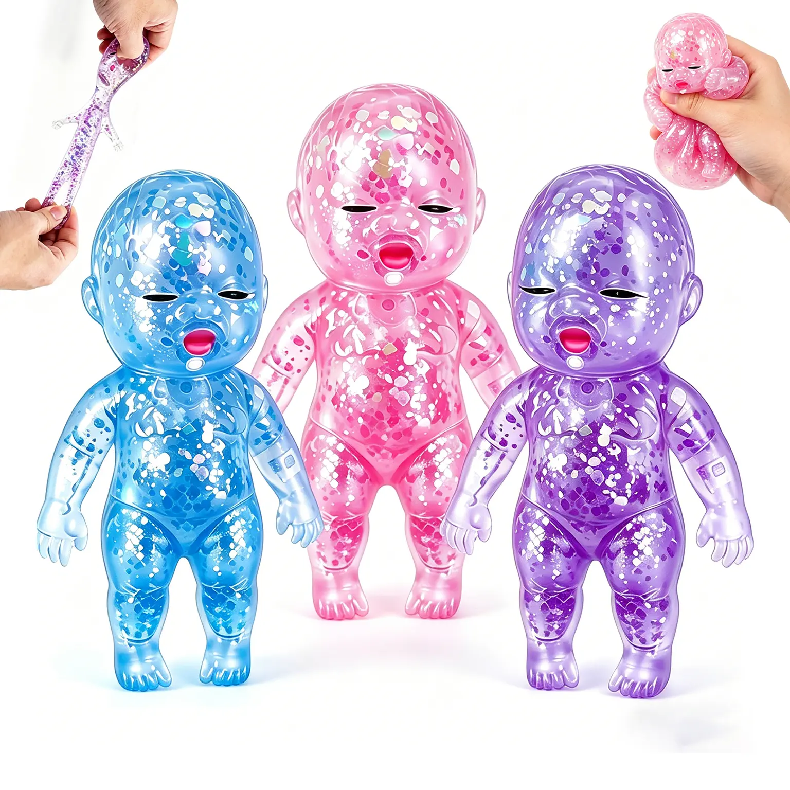 3PCS Baby Squishy, Slow Rising Sensory Stress Toy, Squishy Babies Sensory Fidget, Fidgets Malt Sugar Squishys Relief Fidget Sensory for Anxiety Relief, Desk Decor & Gift