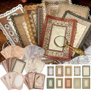 60 Sheets(6 Pack) Lace Edged Scrapbook Stationery Paper Assorted Set, Vintage Paper for Letter Writing Scrapbooking Embellishments Planner Bullet Junk Journal Supplies Collage Background 4.9x6.9 Inch, Car Interior Accessories