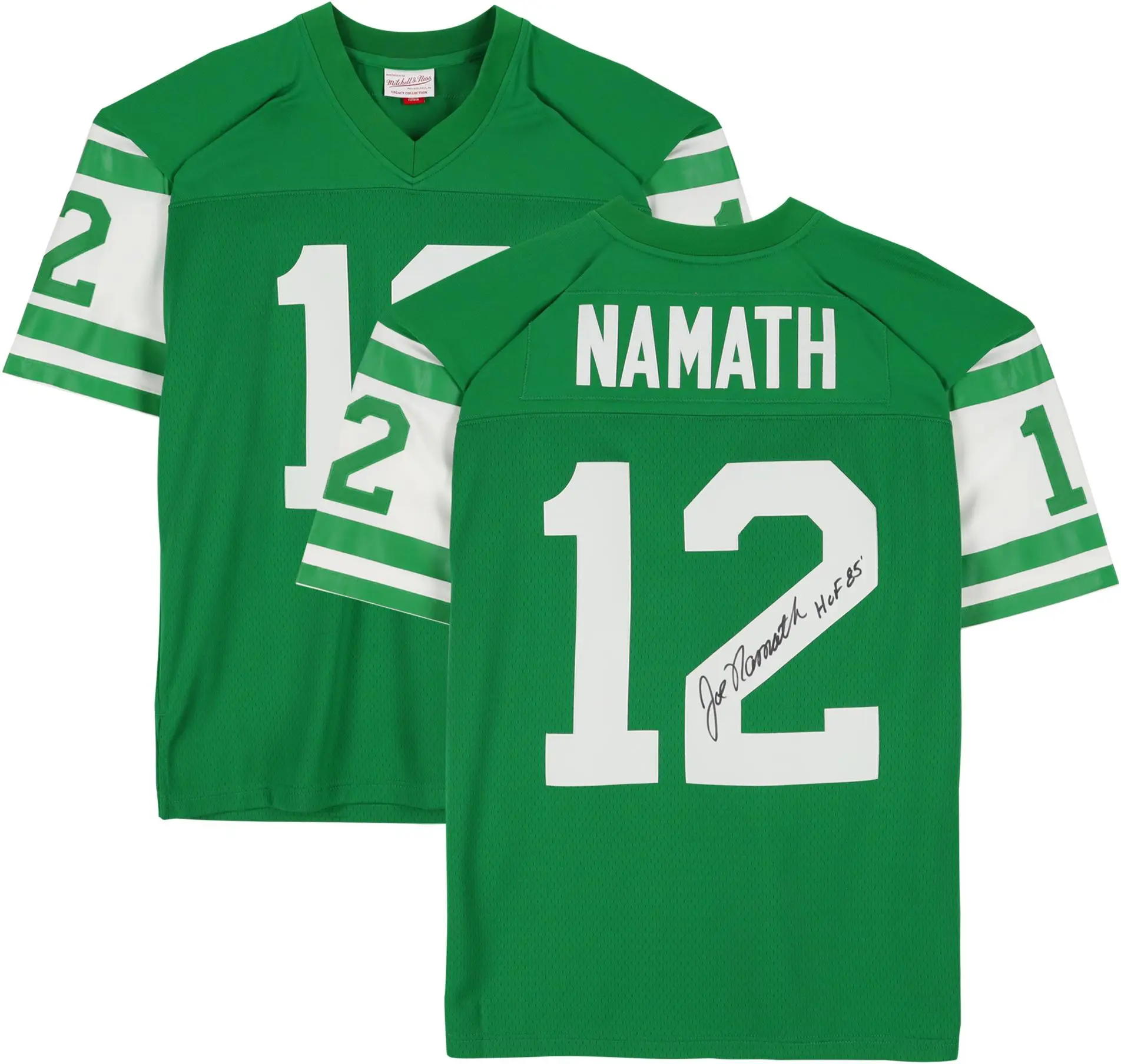 Joe Namath New York Jets Autographed Mitchell and Ness Green Replica Jersey with "HOF 85" Inscription - Fanatics Authentic Certified