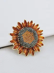 Shiny Sunflower Brooch Pin, Floral Pattern, Elegant Women & Girls Accessory, Ideal Gift for Her, Multifunctional Fashion Statement Piece, Clip